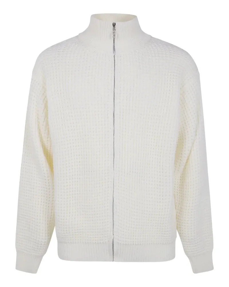 Family First Cardigan mit Waffelstrick-Muster - Weiß Weiß