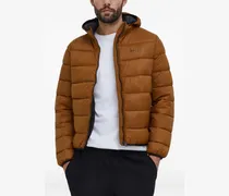 Gefütterte Kapuzenjacke mit Logo-Print - Braun