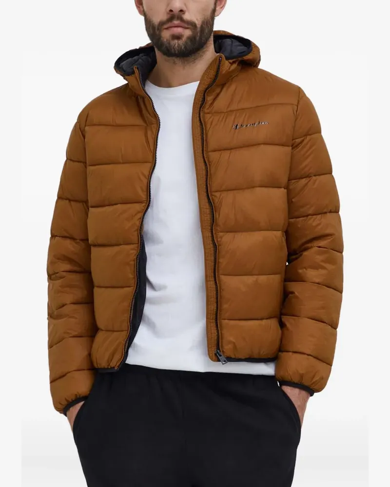 Champion Gefütterte Kapuzenjacke mit Logo-Print - Braun Braun