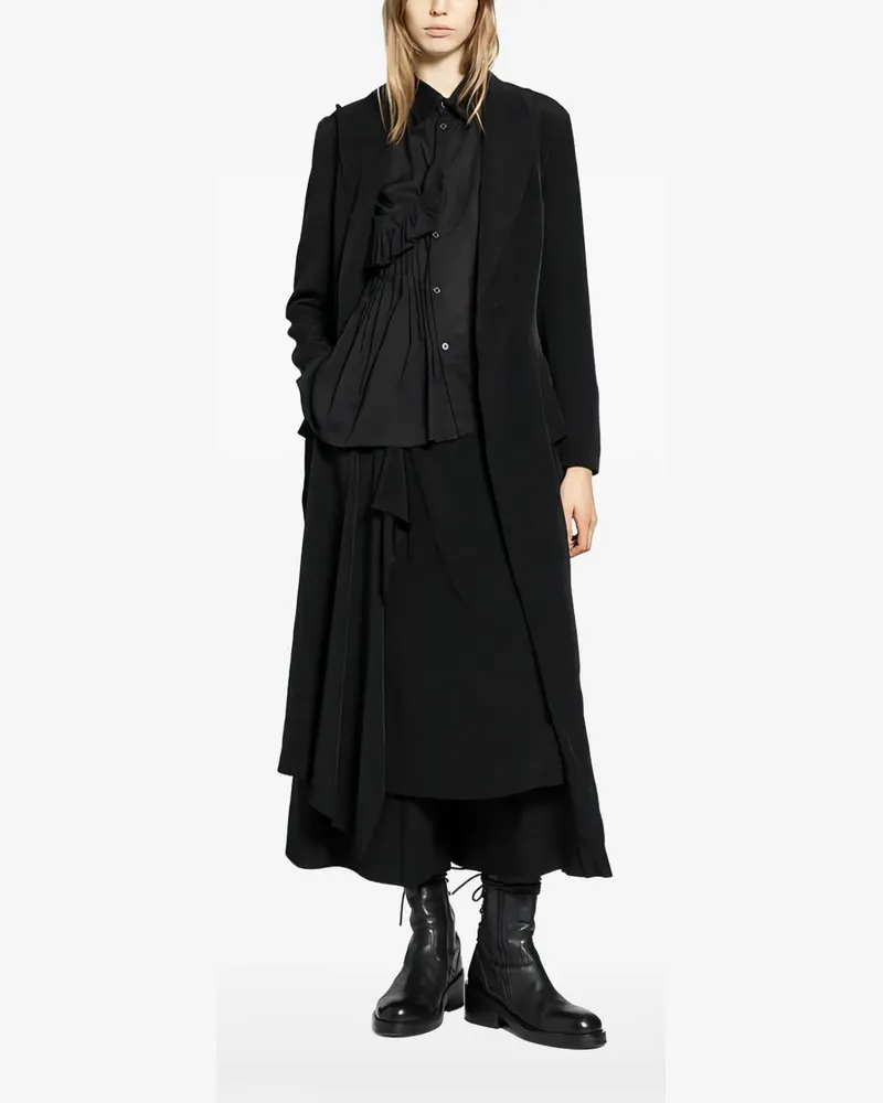 Yohji Yamamoto Langer Mantel - Schwarz Schwarz