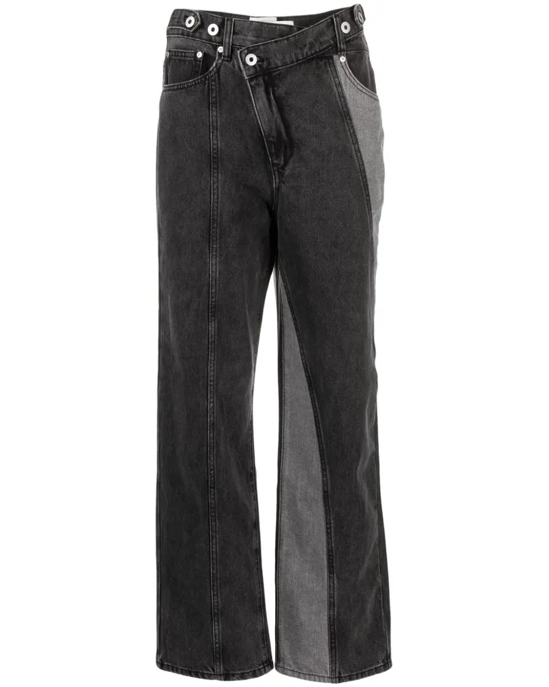 Feng Chen Wang Gerade Hose mit Logo-Patch - Schwarz Schwarz