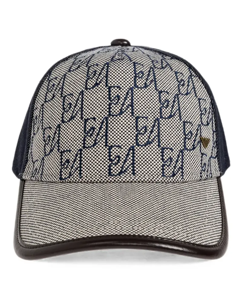 Emporio Armani monogram-embroidered curved-peak baseball cap - Blau Blau