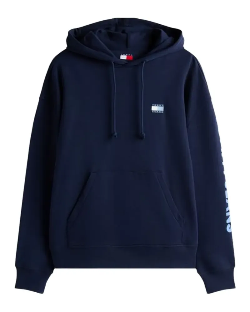 Tommy Hilfiger logo-patch drawstring cotton hoodie - Blau Blau
