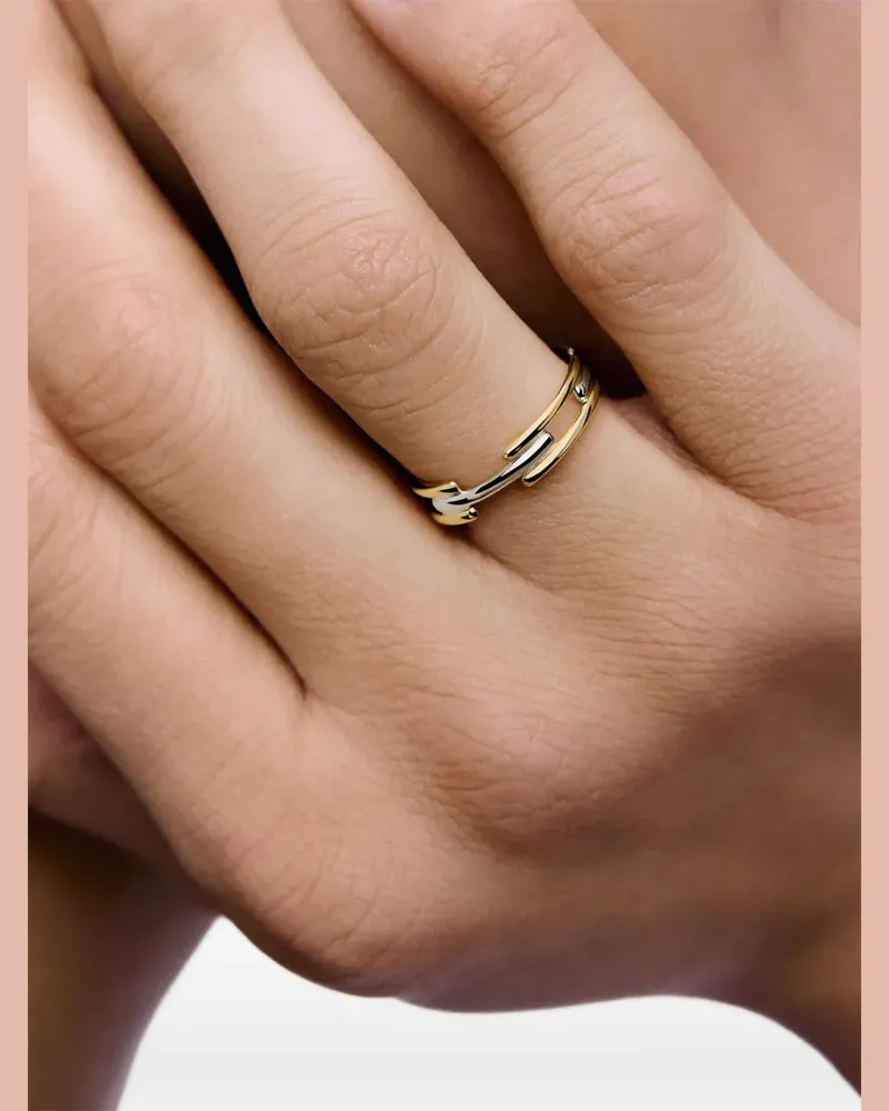 Monica Vinader Link Ring im Metallmix - Gold Gold