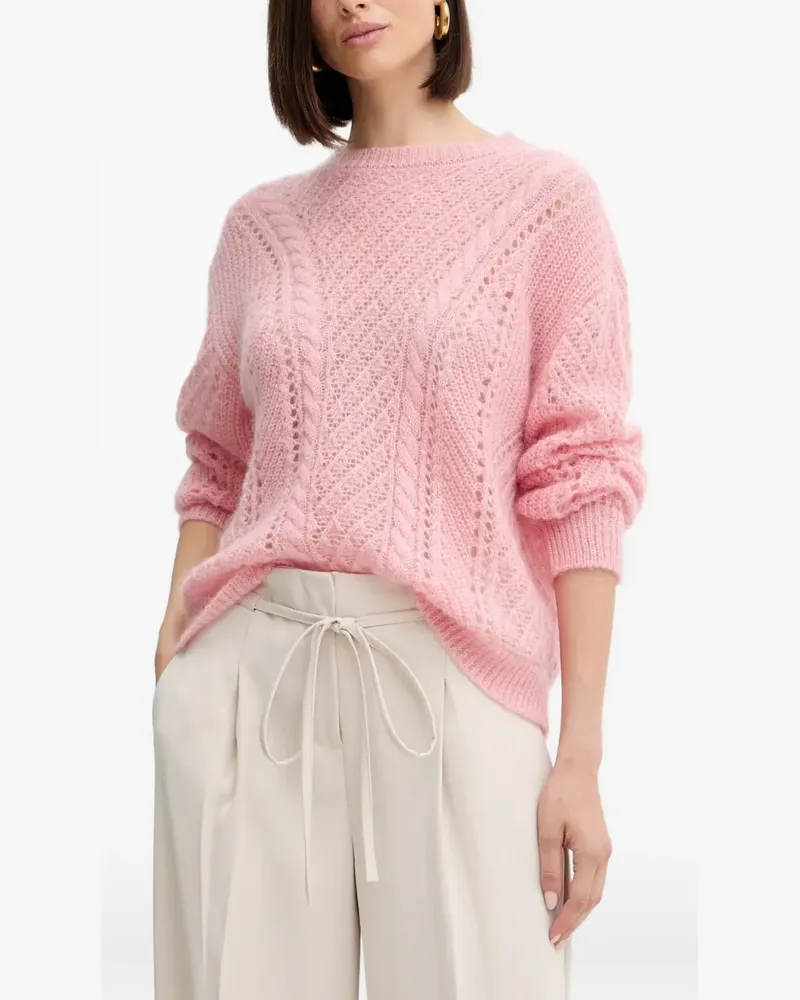 Twin-Set Pullover mit Zopfmuster - Rosa Rosa