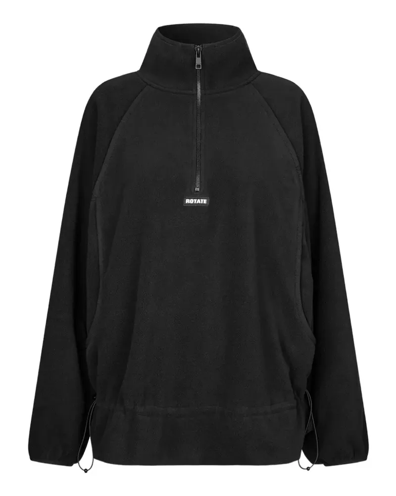ROTATE Birger Christensen Fleecejacke mit kurzem Reißverschluss - Schwarz Schwarz