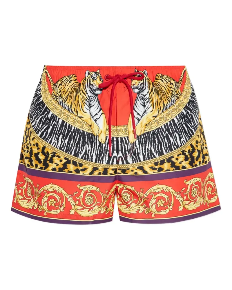 Versace Badeshorts mit Tiger-Print - Rot Rot