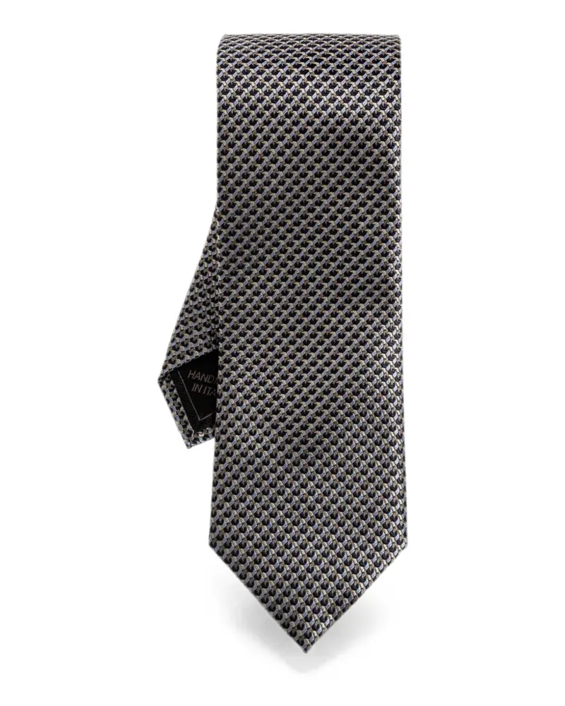 Brioni geometric-pattern silk tie - Schwarz Schwarz
