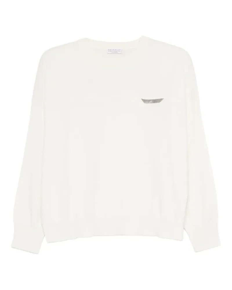 Brunello Cucinelli T-Shirt mit verziertem V-Ausschnitt - Nude Nude