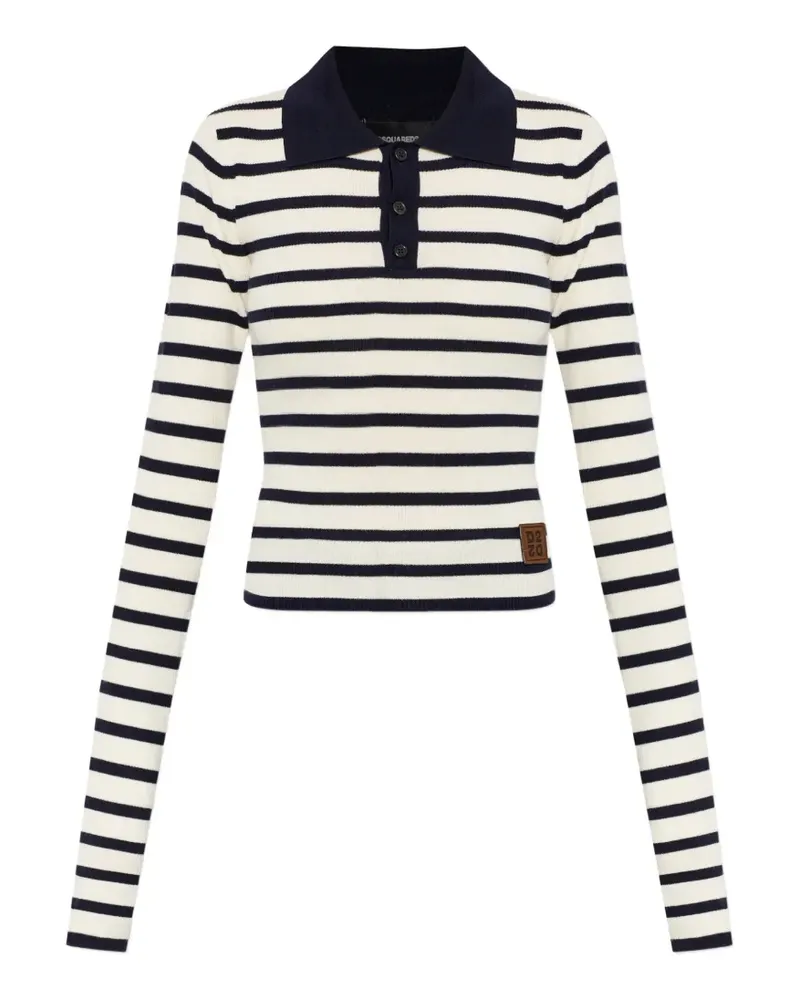 Dsquared2 striped long-sleeve polo shirt - Nude Nude