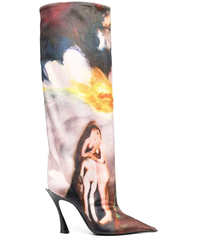 Thierry Mugler x Ambera Wellmann Stiefel mit Print 95mm - Nude Nude