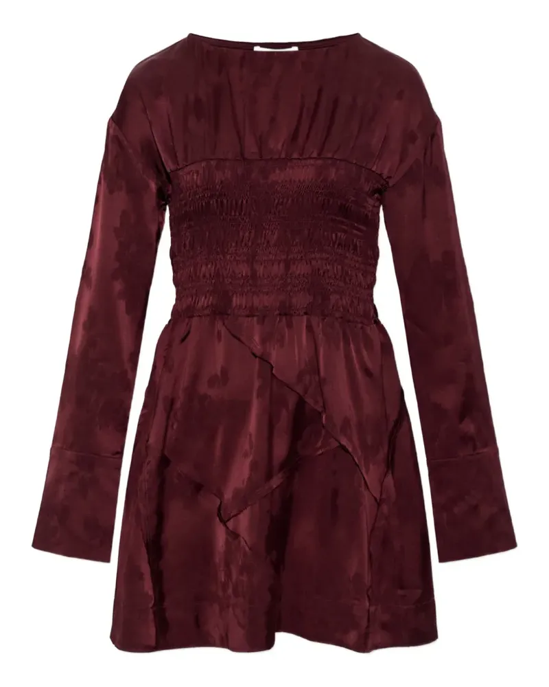 Ganni shirred floral-pattern mini dress - Rot Rot