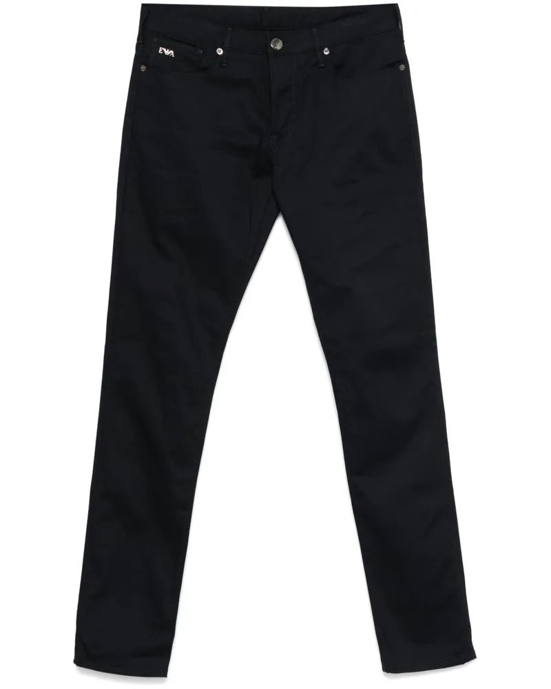 Emporio Armani Slim-Fit-Jeans mit Logo-Schild - Blau Blau