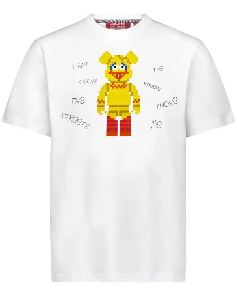 Mostly Heard Rarely Seen Street Chose Me T-Shirt mit 8-Bit-Applikation - Weiß Weiß