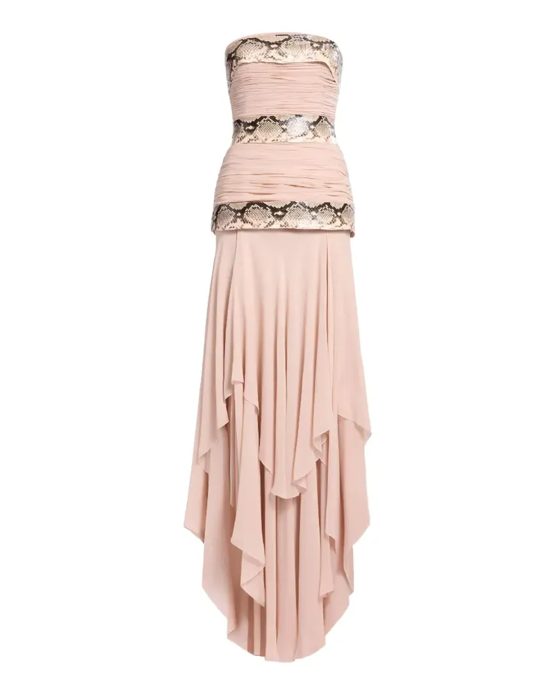 Elie Saab Gerafftes Viper Maxikleid mit Schlangen-Effekt - Nude Nude