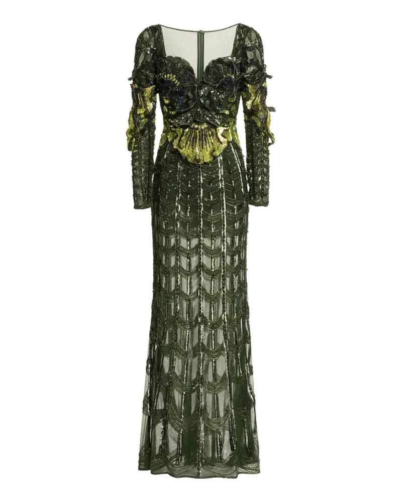 Elie Saab Maxikleid mit Herzausschnitt - Grün Grün