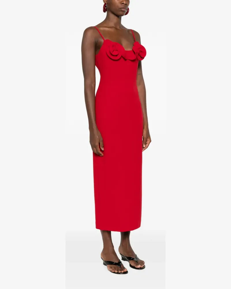 Magda Butrym floral-applique spaghetti-strap midi dress - Rot Rot