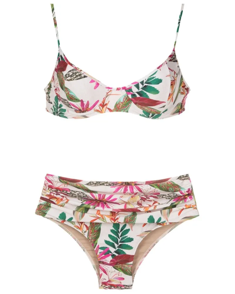 Lygia & Nanny Bikini mit botanischem Print - Weiß Weiß