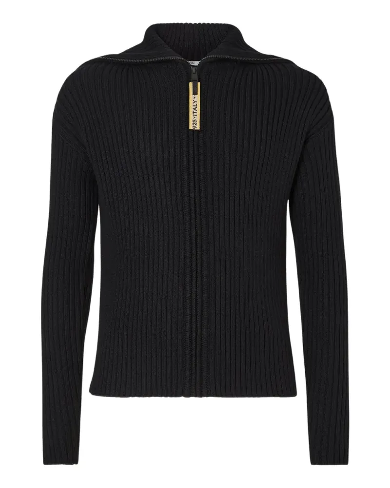 Fendi Gerippter Cardigan mit Reißverschluss - Schwarz Schwarz