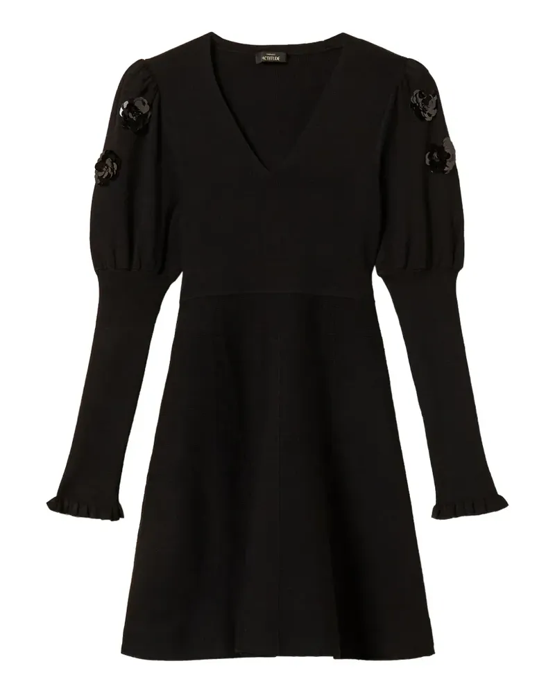 Twin-Set short knit dress with sequin embroidery - Schwarz Schwarz