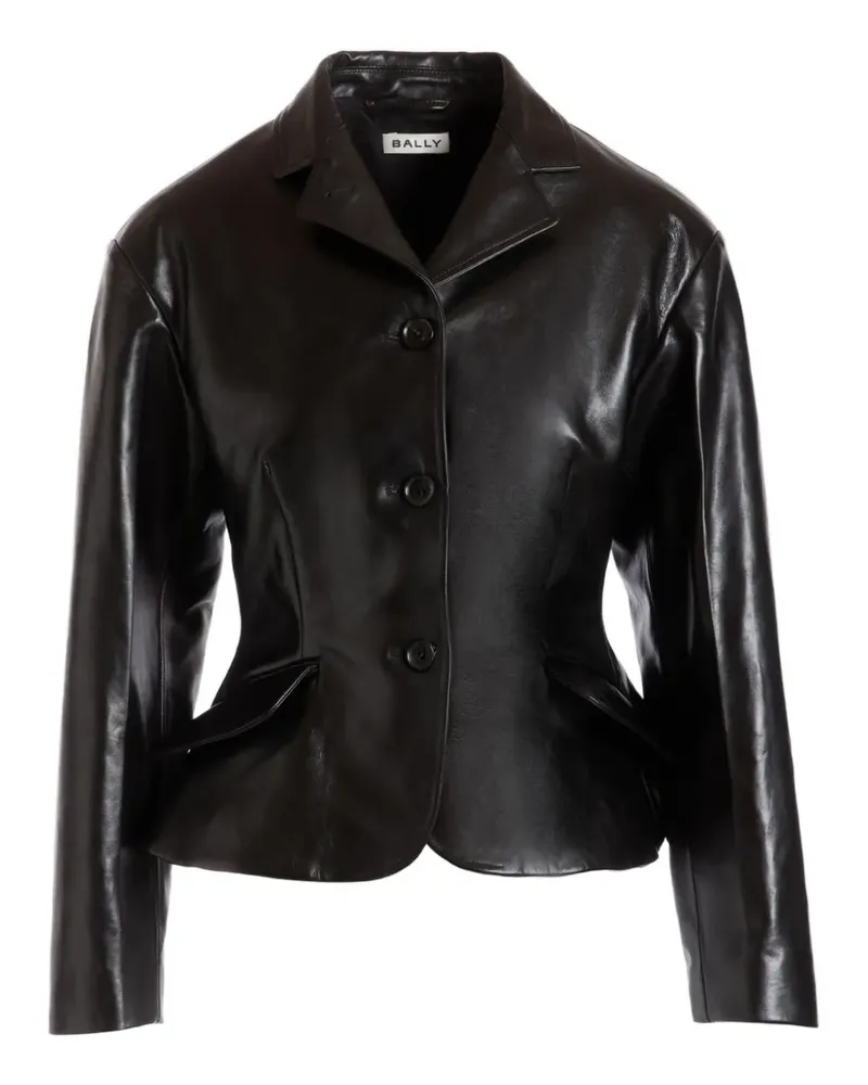 Bally Lederblazer mit fallendem Revers - Schwarz Schwarz