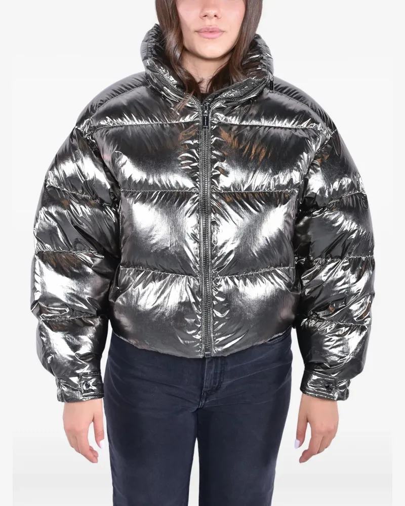 Michael Kors metallic nylon ciré puffer jacket - Silber Silber