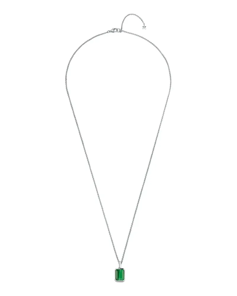 MATEO Sterlingsilber-Halskette mit Malachit im Smaragdschliff Silber
