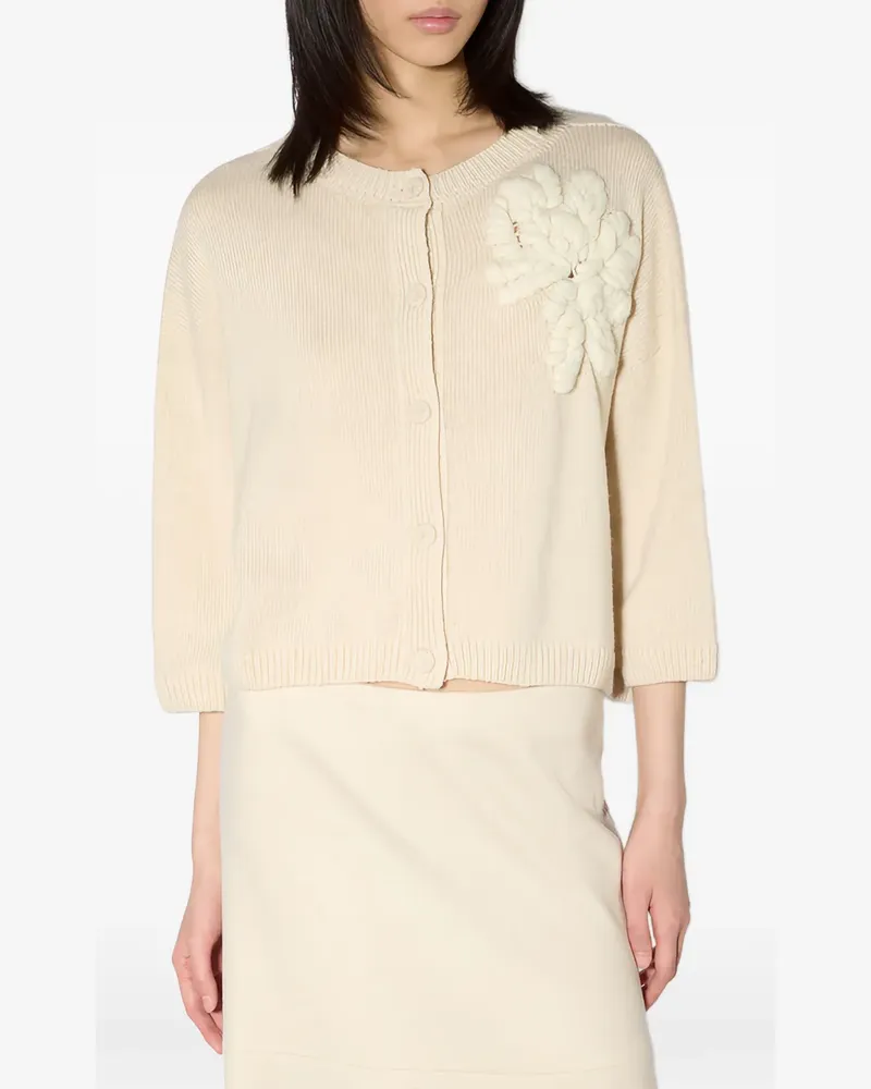 Liviana Conti Chelsie Cardigan mit Blumenapplikation - Nude Nude