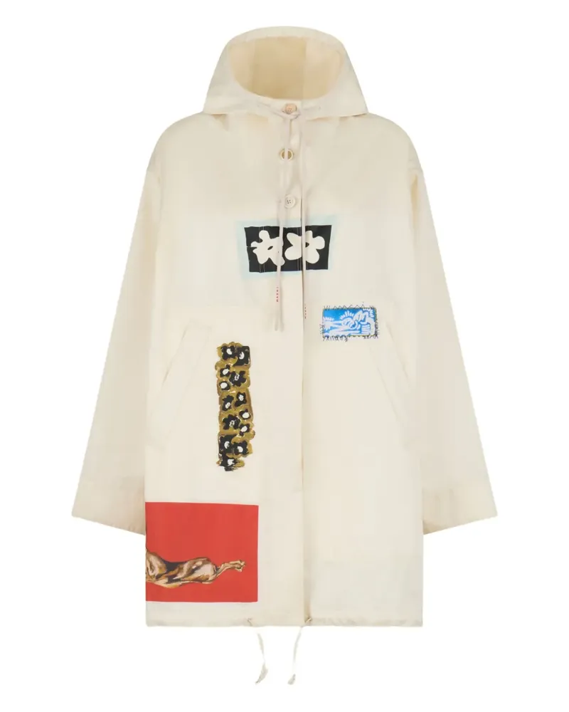 Marni Kapuzenparka im Patchwork-Look - Weiß Weiß