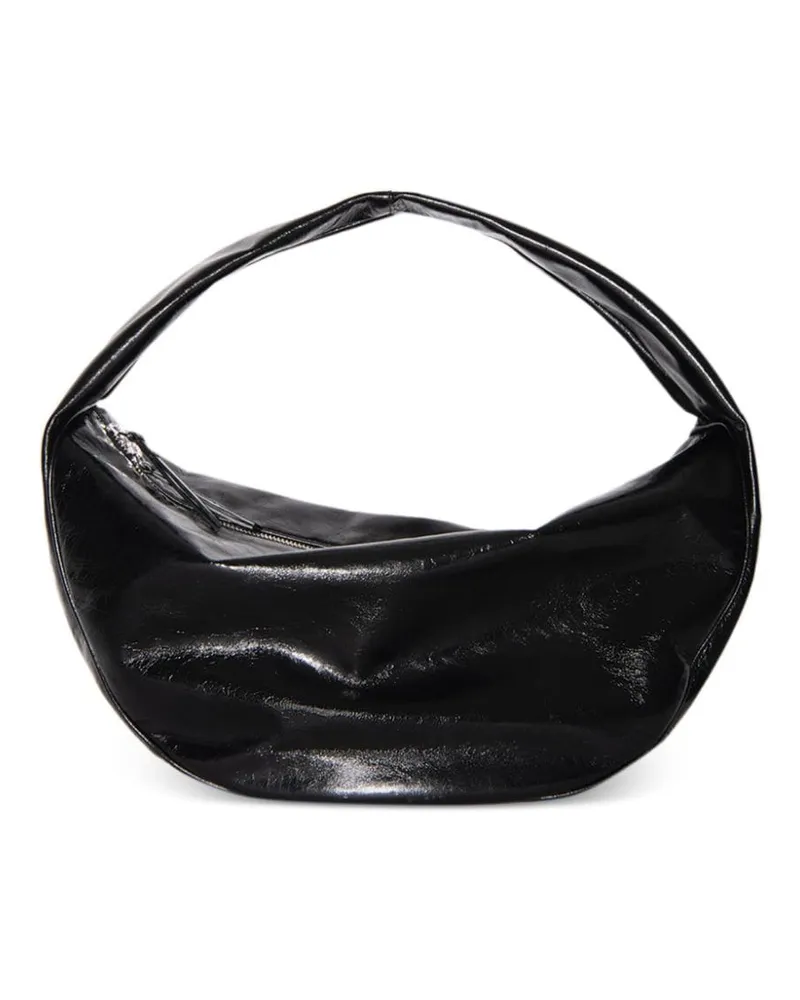 by FAR Maxi Cush Schultertasche mit Knitteroptik - Schwarz Schwarz