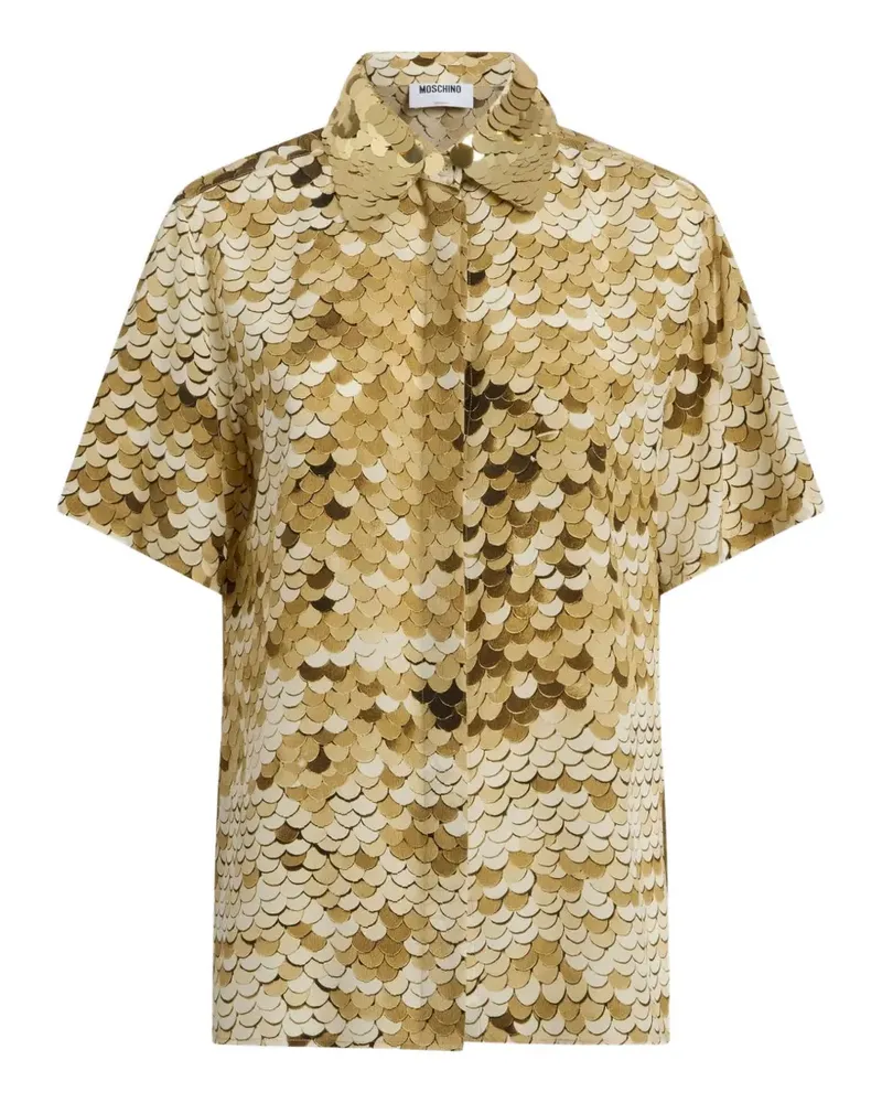 Moschino sequin-embellished short-sleeve shirt - Gold Gold