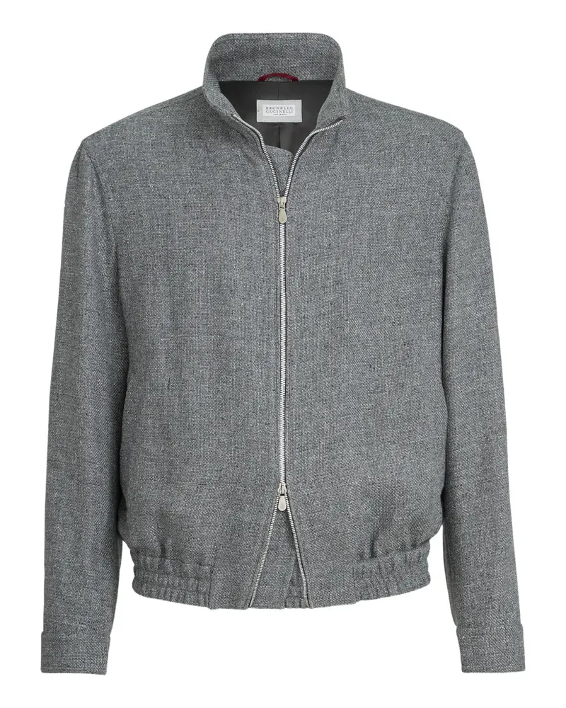 Brunello Cucinelli Hopsack Outerwear-Jacke mit Stehkragen - Grau Grau