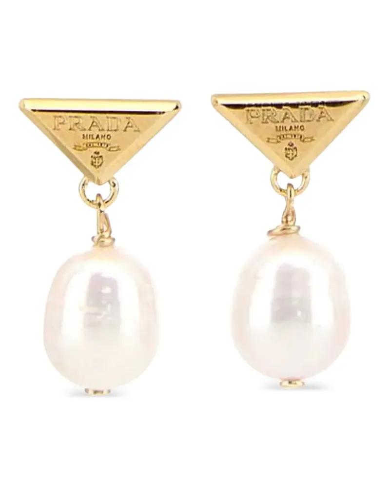 Prada metal earrings with pearls - Gold Gold