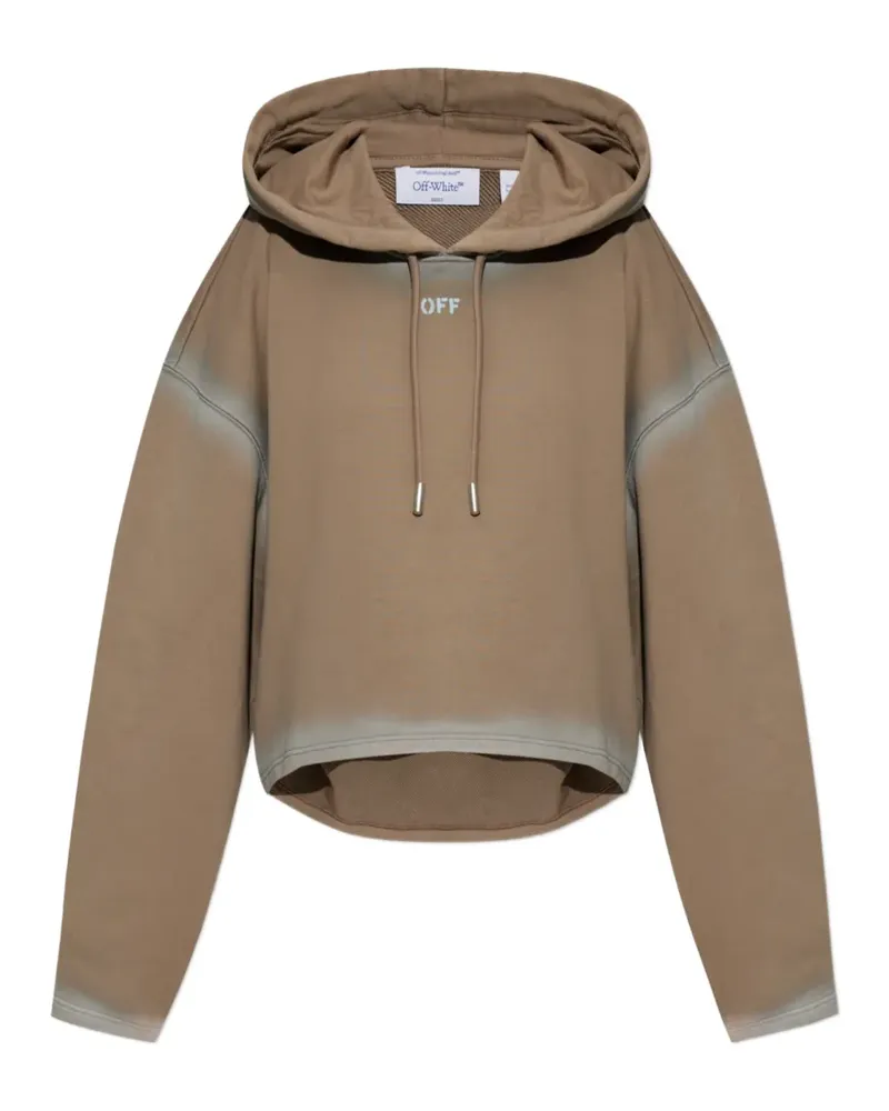 OFF-WHITE faded-effect cropped hoodie - Braun Braun