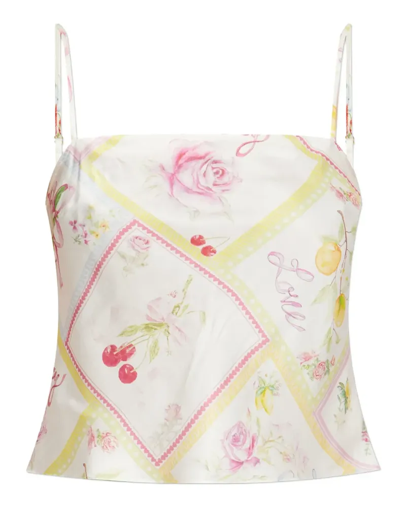 LoveShackFancy Cabi Top mit Blumen-Print - Weiß Weiß