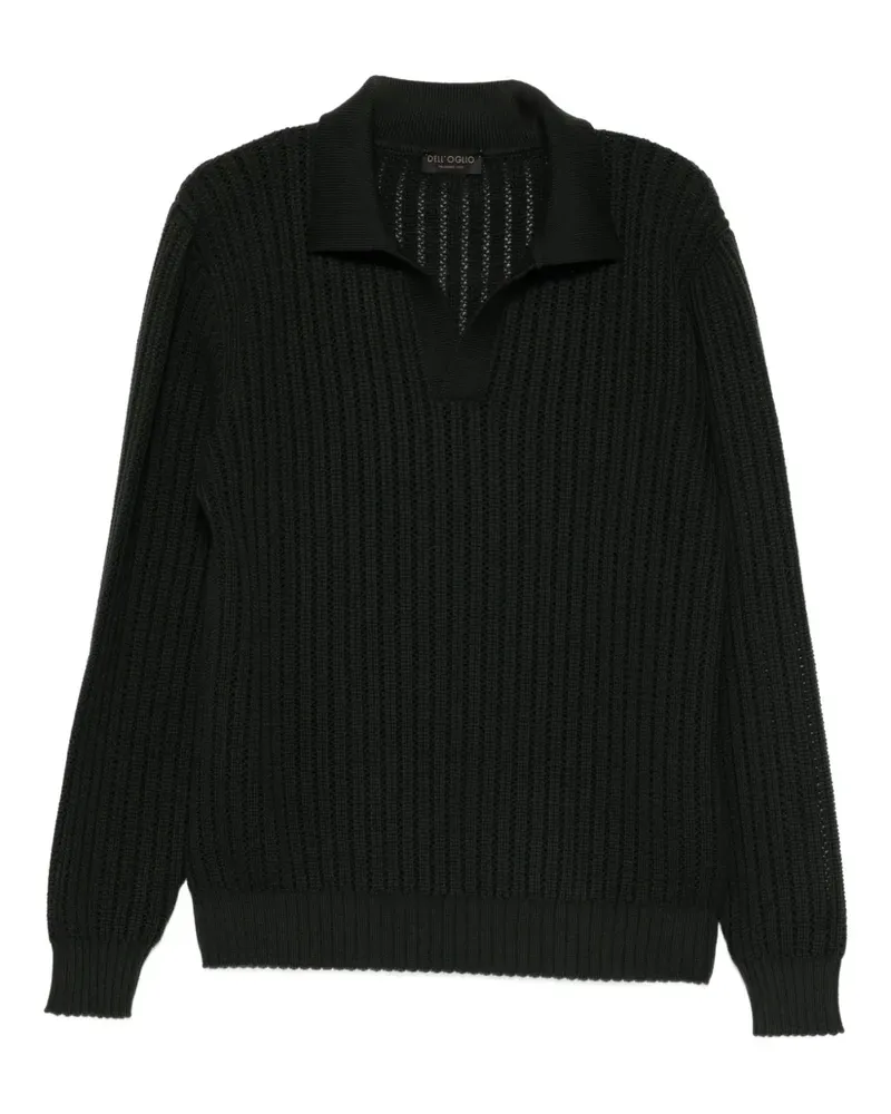Dell'oglio Pullover mit Poloshirtkragen - Schwarz Schwarz