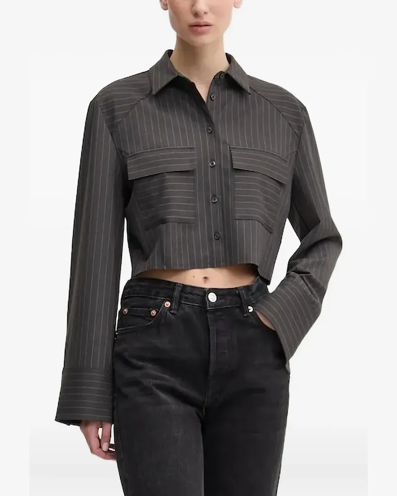 HUGO BOSS Gestreiftes Cropped-Oberteil - Grau Grau