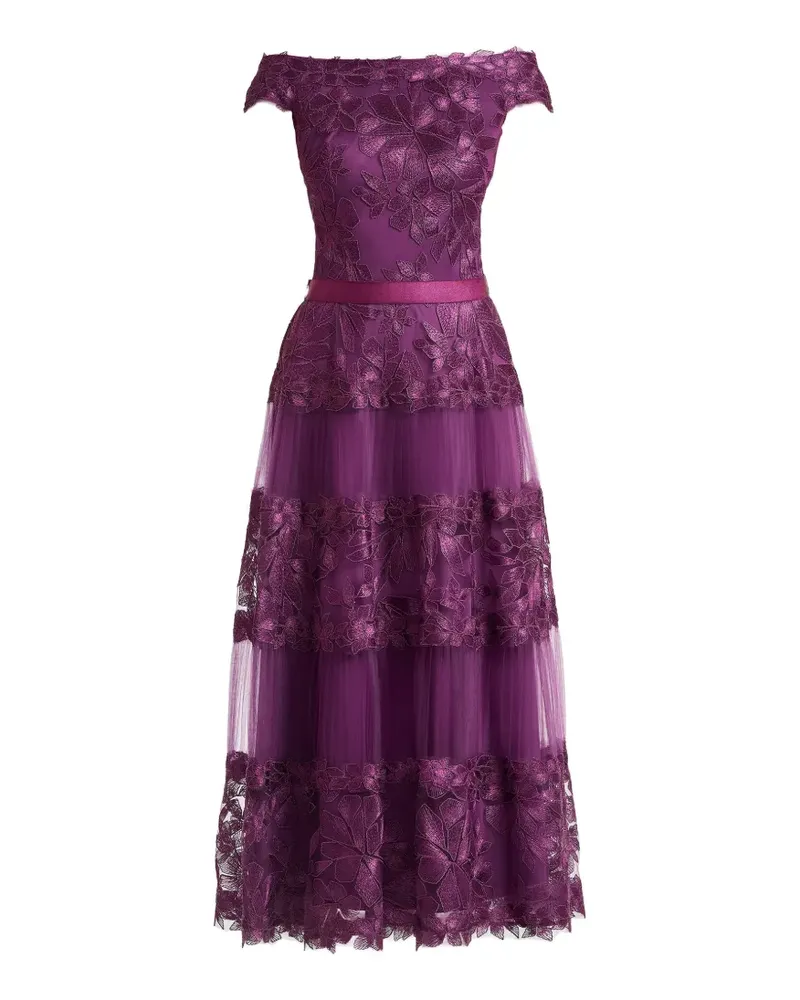 Tadashi Shoji Adriane floral-embroidered midi dress - Violett Violett