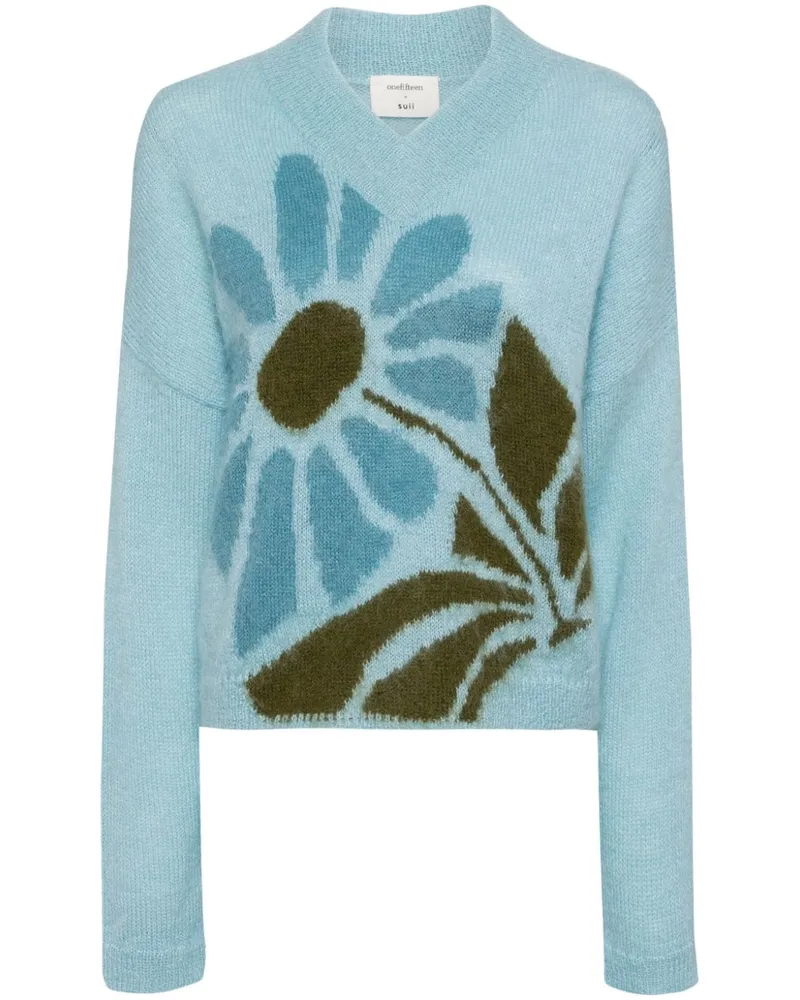 onefifteen x Suii Pullover mit Muster - Blau Blau