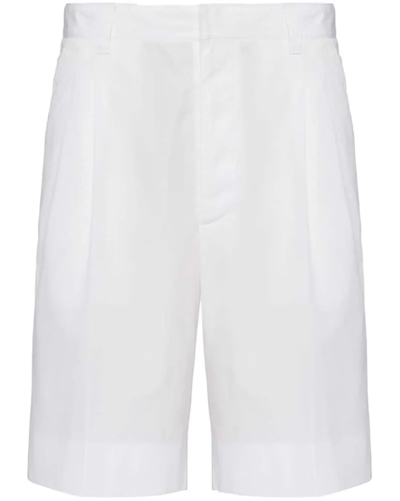 Prada Popeline-Shorts mit Logo-Patch - Weiß Weiß