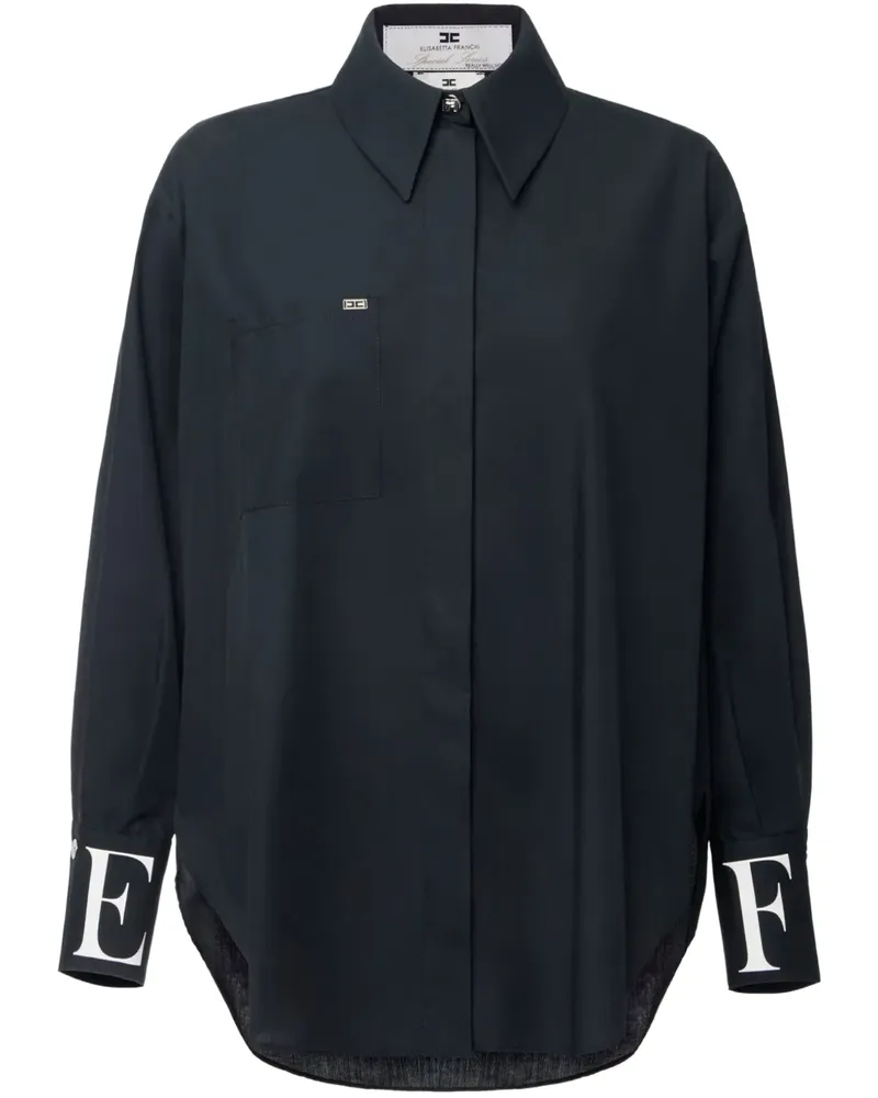 Elisabetta Franchi Hemd mit Logo-Stickerei - Schwarz Schwarz
