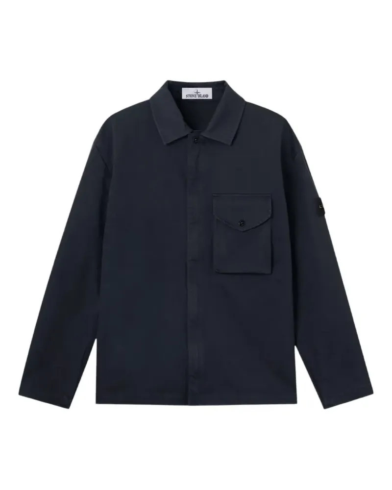 Stone Island Hemd mit Kompass-Patch - Blau Blau