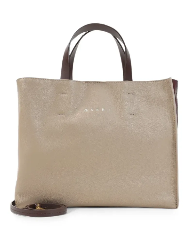 Marni logo-print tote bag - Nude Nude