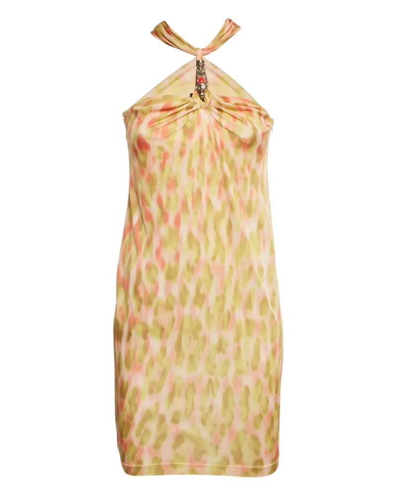 Roberto Cavalli halterneck printed mini dress - Nude Nude