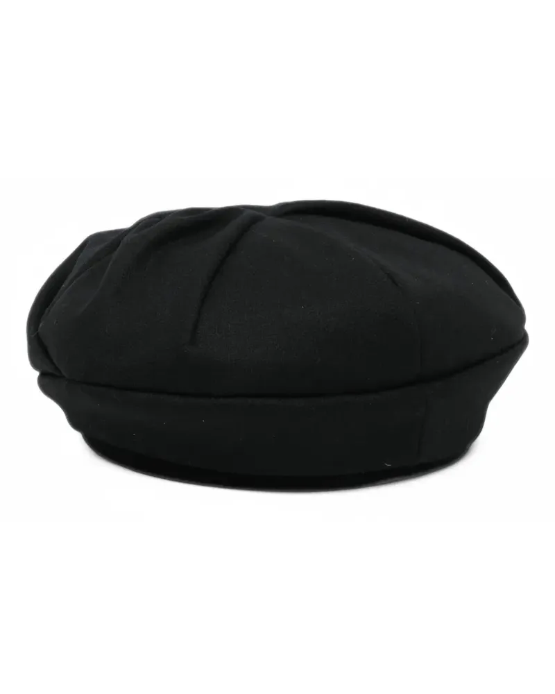 Yohji Yamamoto Baskenmütze mit Falten - Schwarz Schwarz