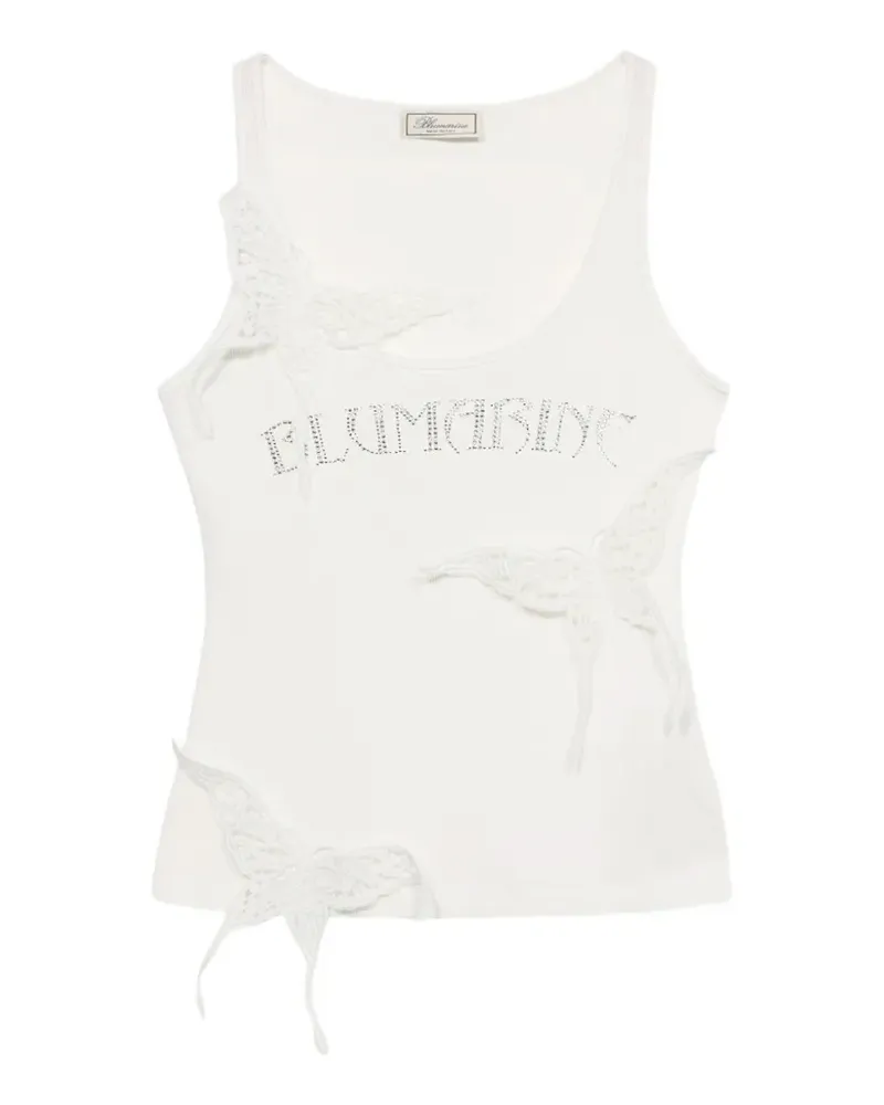 Blumarine Oberteil mit Schmetterling - Weiß Weiß