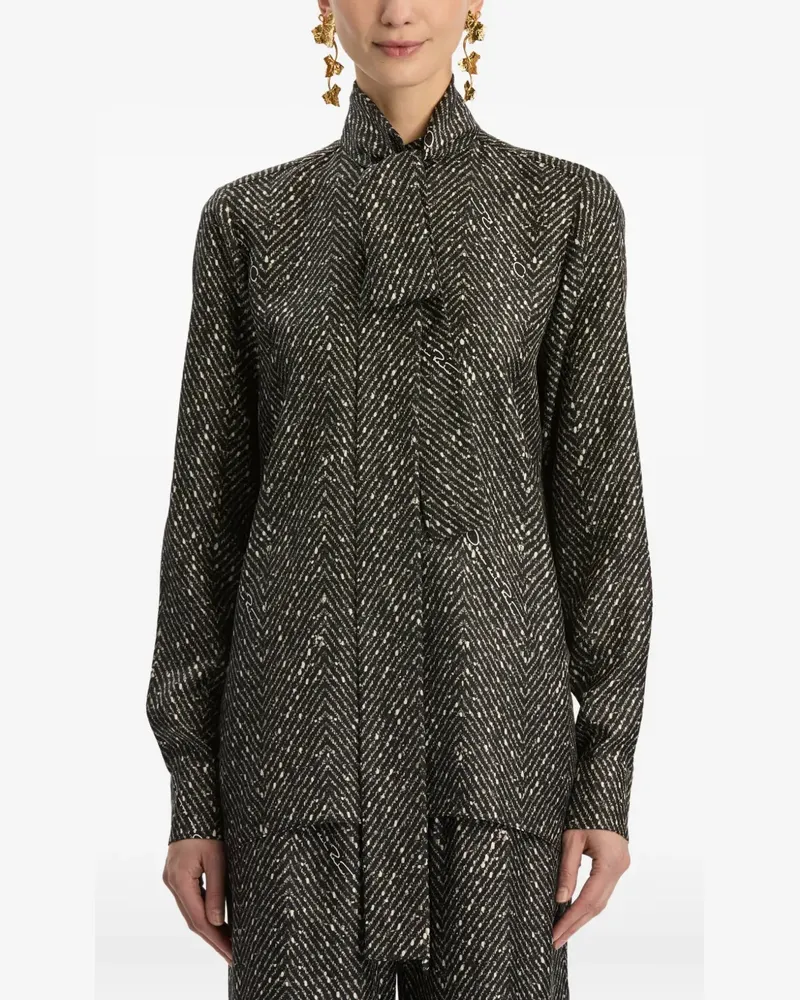 Oscar de la Renta Bluse mit Schleifenkragen - Schwarz Schwarz