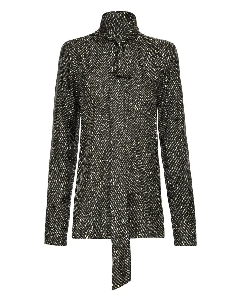 Oscar de la Renta Bluse mit Schleifenkragen - Schwarz Schwarz