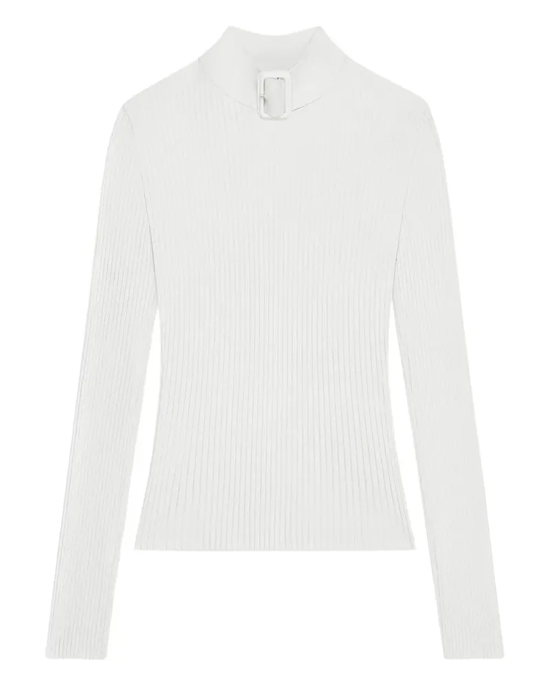 Courrèges Gerippter Pullover mit Schnallenkragen - Weiß Weiß