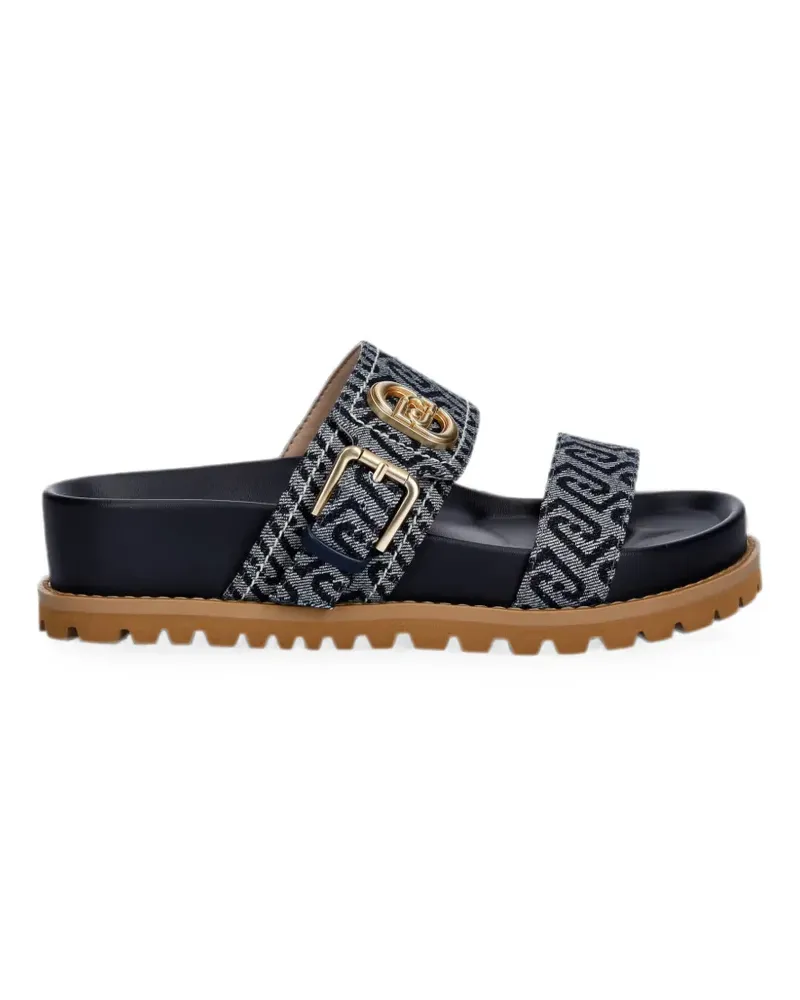 Liu Jo monogram-pattern buckle-detail sandals - Blau Blau